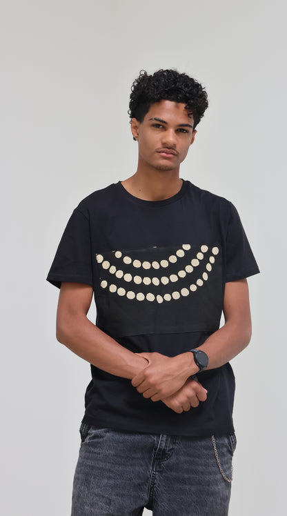 Teeshirt:arcs de points blancs