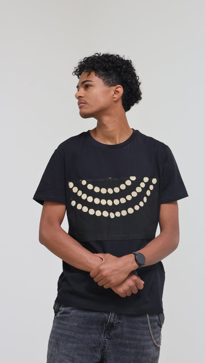 Teeshirt:arcs de points blancs