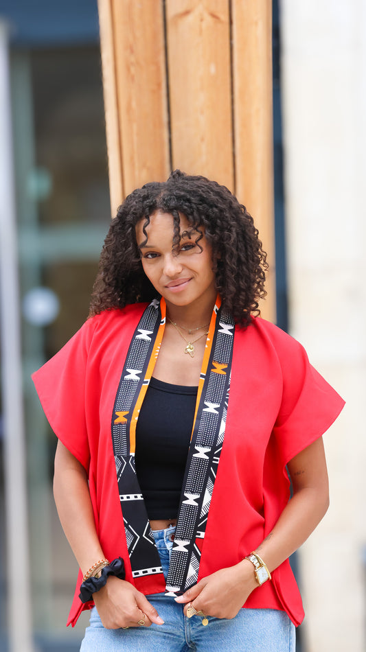 Kimono rouge manche courte