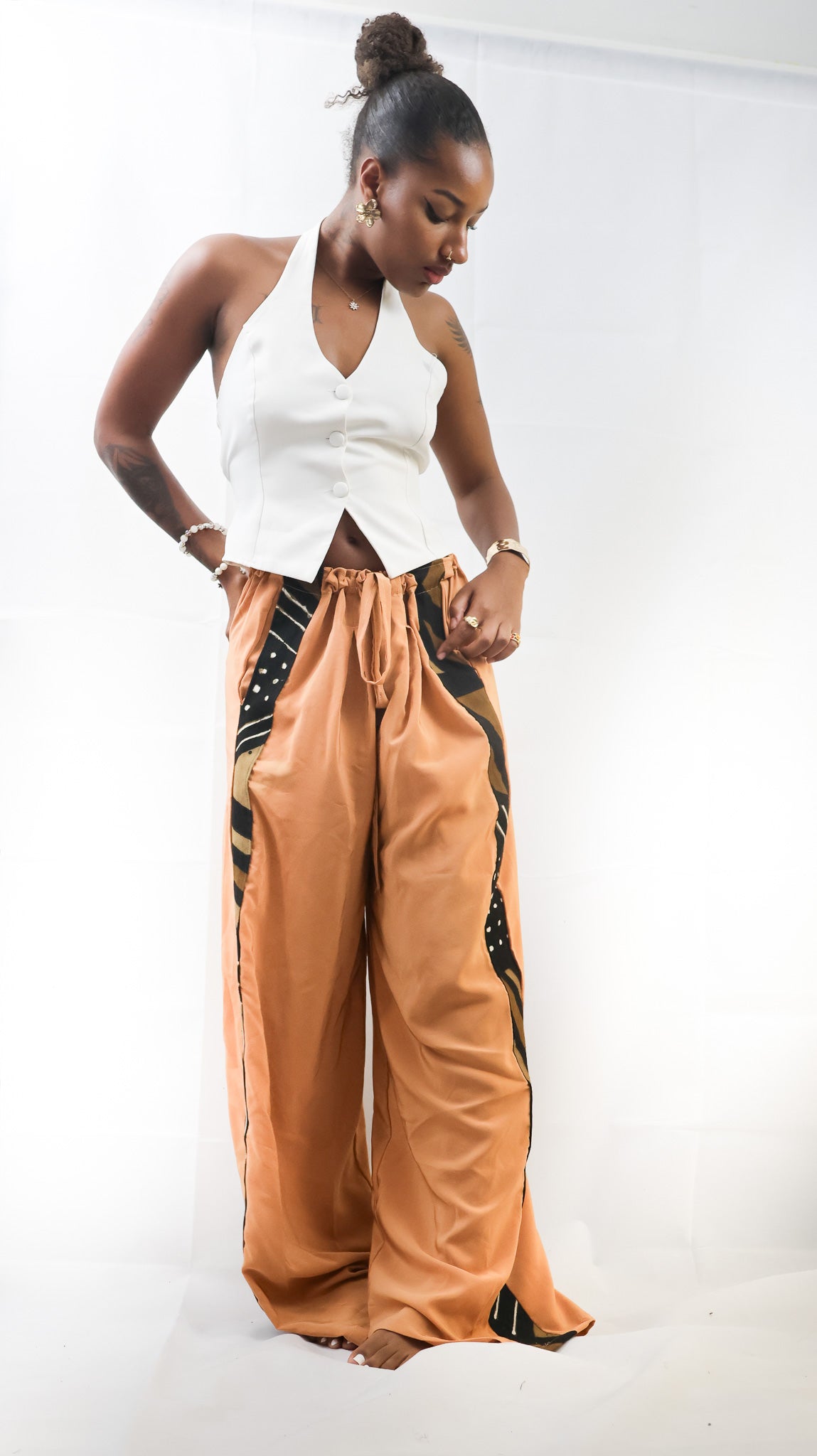 Pantalon large boho chic.