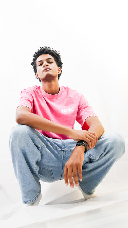T-Shirt Rose Oversize - Patch Motif Bogolan