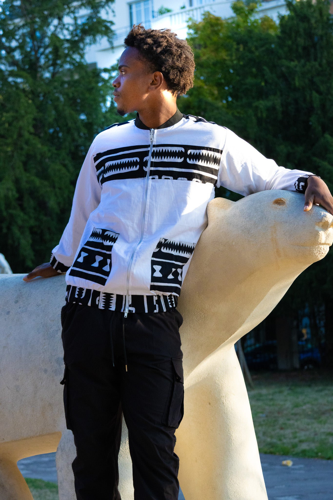 bombers blanc bande noir