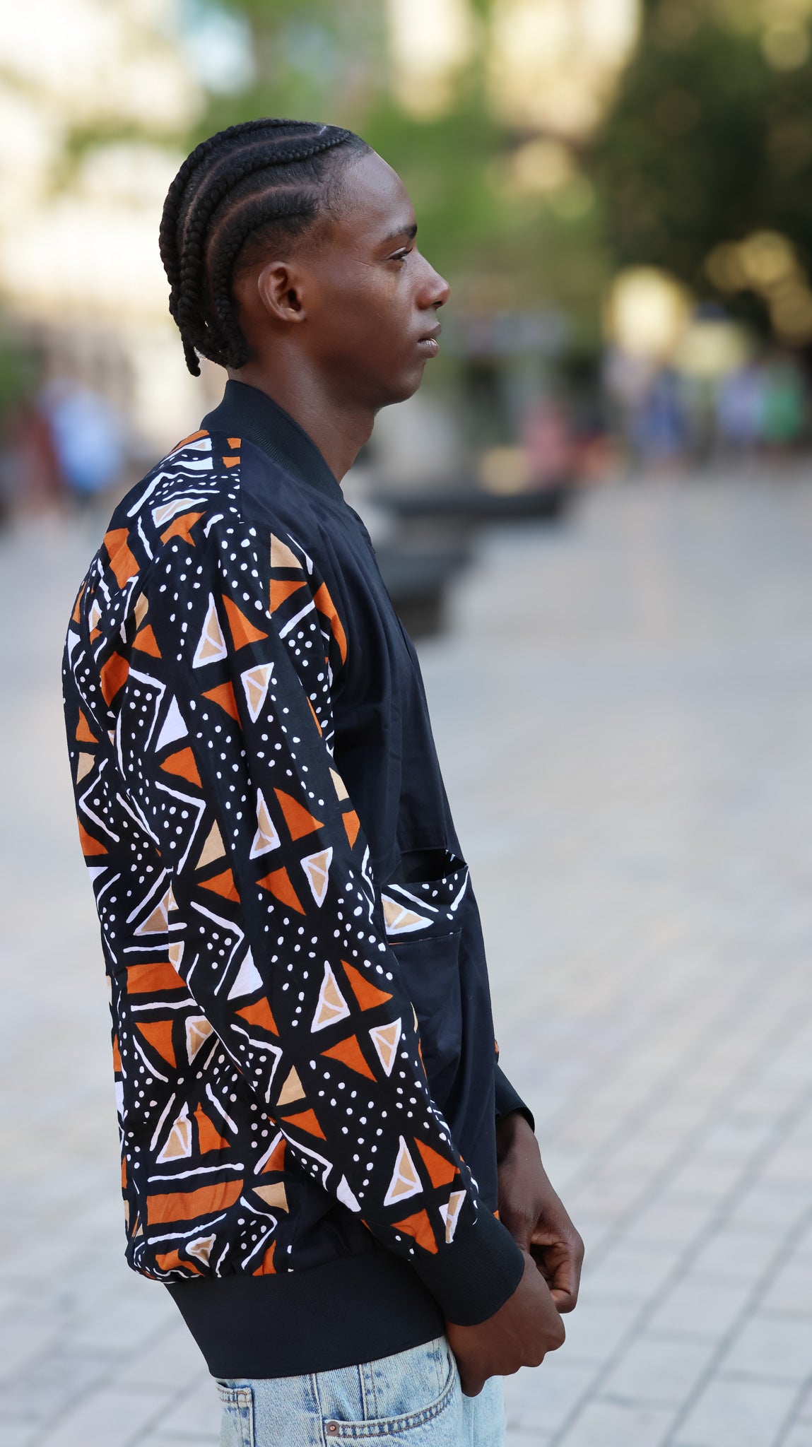 bombers noir a motif sans poche avant