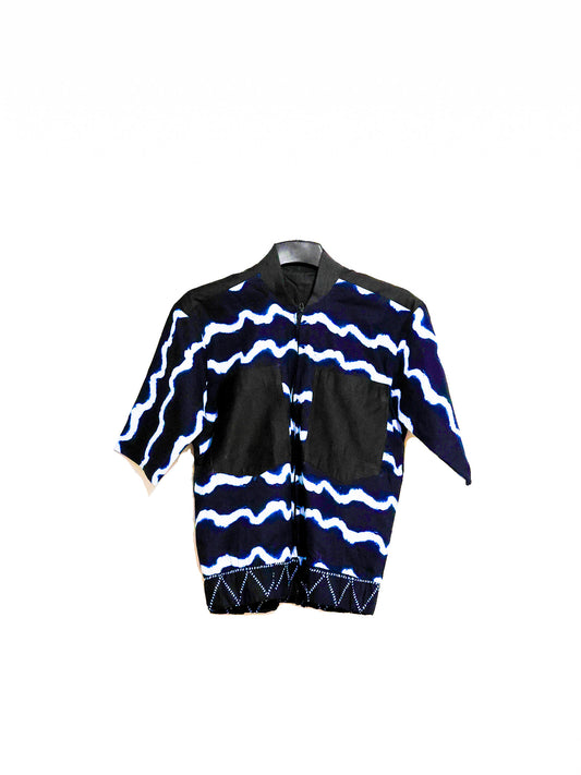 Bombers manche courte noir motif blanc