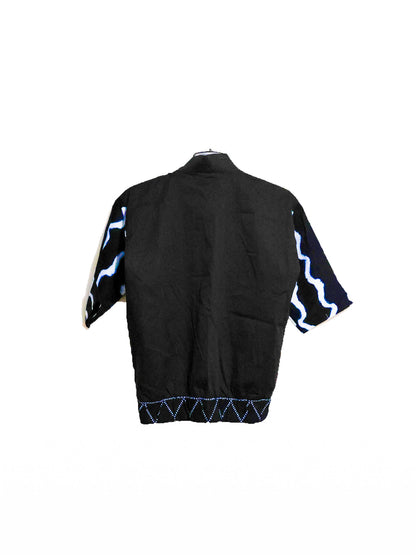 Bombers manche courte noir motif blanc