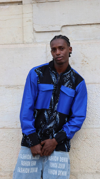 Bombers bleu avec détail noir