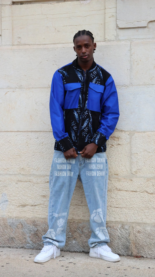 Bombers bleu avec détail noir