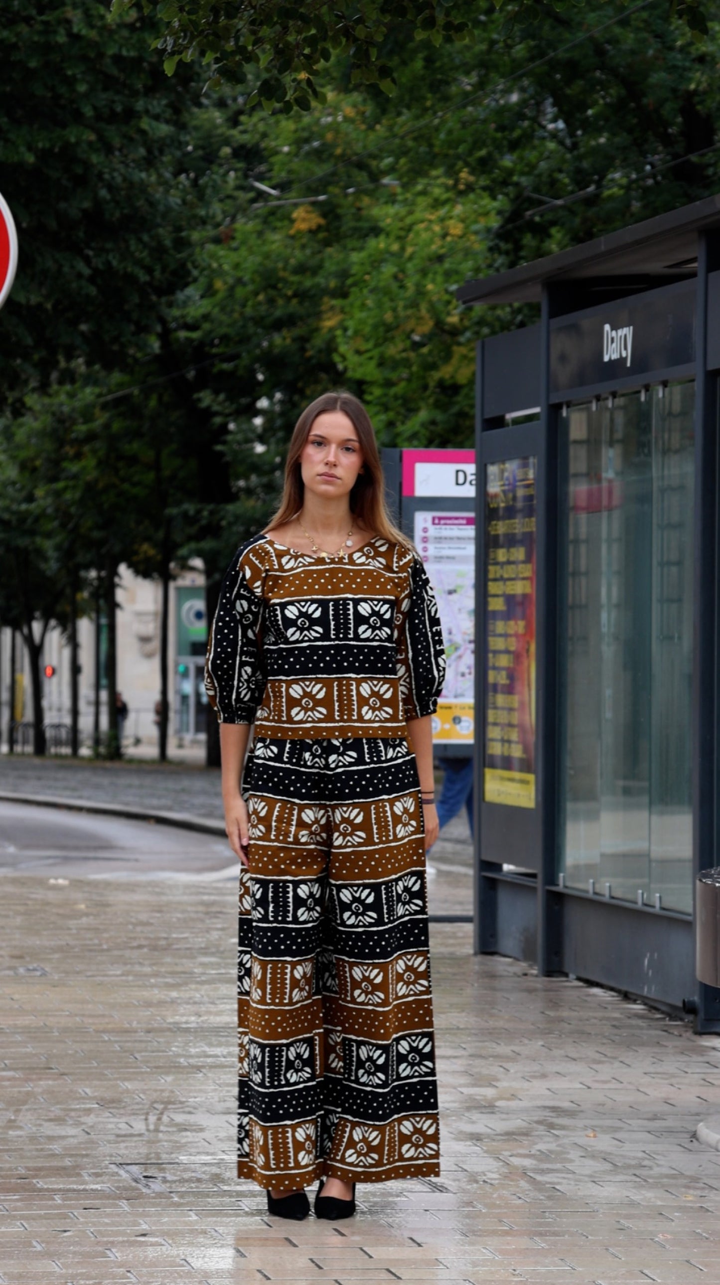 Ensemble femme bleu et marron