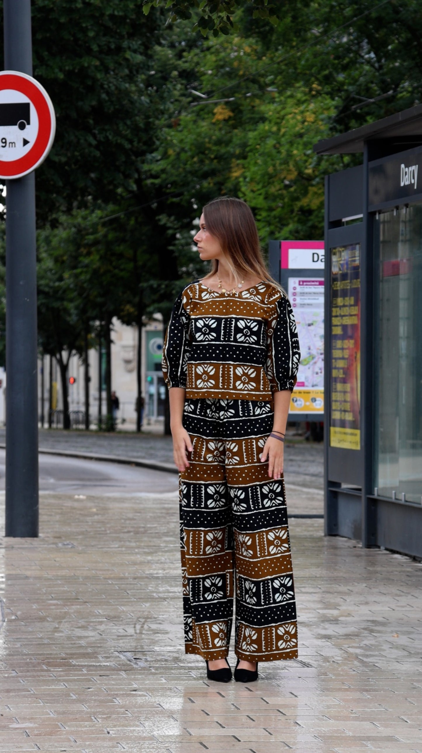 Ensemble femme bleu et marron