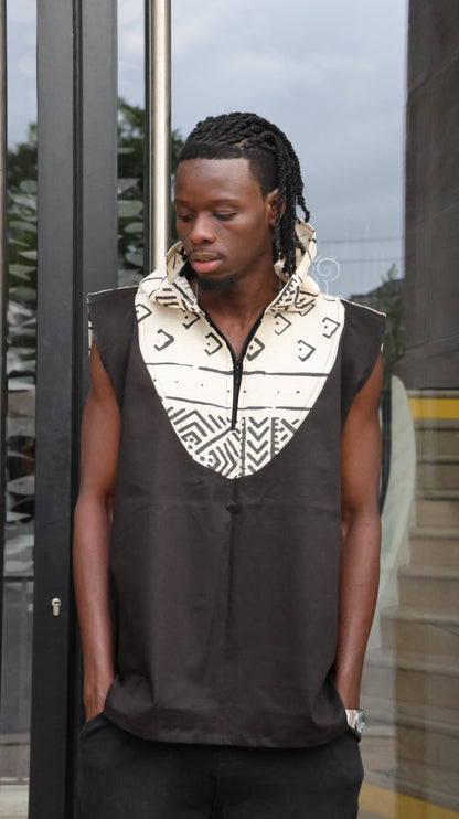 Débardeur a capuche homme avec col en motif