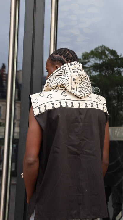 Débardeur a capuche homme avec col en motif