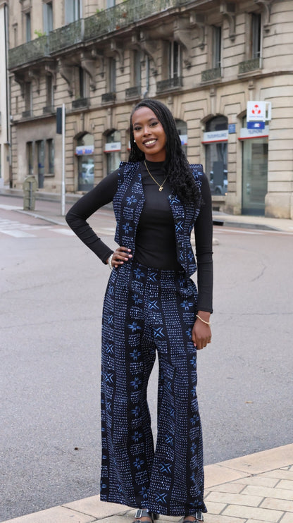 Ensemble bleu a motif femme