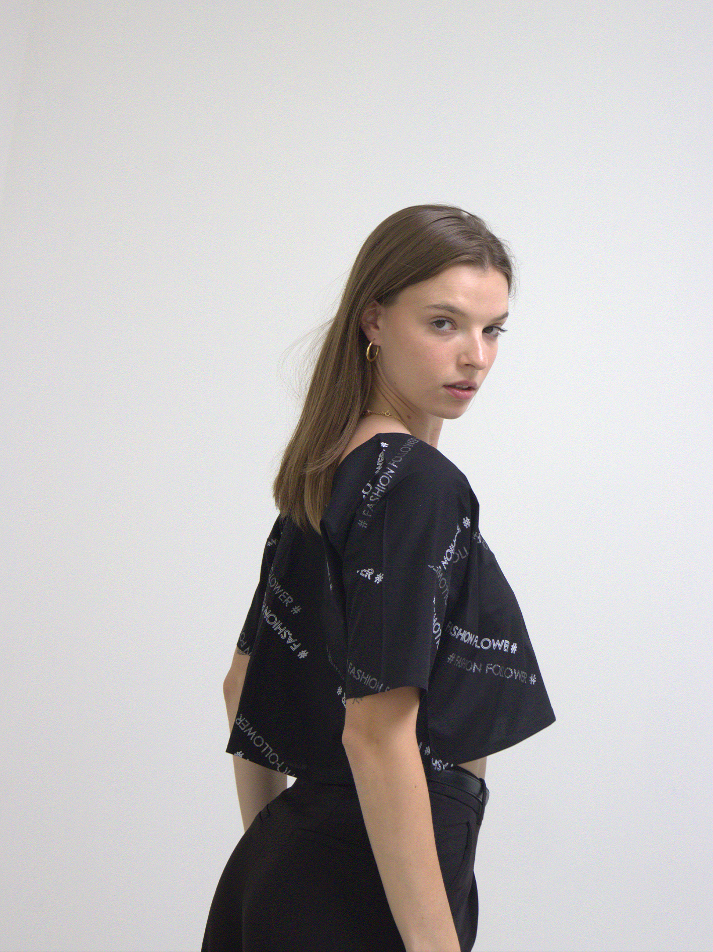Crop Top Noir Imprimé